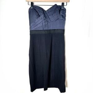 BCBGMAXAZRIA Navy blue & black strapless sweetheart neck sheath dress  4 B182